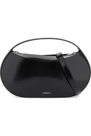 COPERNI Tassen, Dames, Zwart, ONE Size, Gebogen Leren Handtas met Dubbele Rits