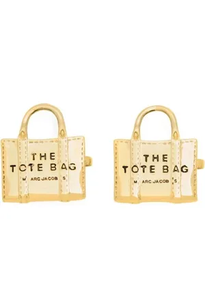 Marc Jacobs Accessoires, Dames, Geel, ONE Size, Stud Oorbellen met Gegraveerd Logo