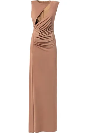 MVP Wardrobe Kleedjes, Dames, Bruin, M, Polyester, Saint-Mandrier Lange Jurk