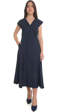 pennyblack Kleedjes, Dames, Blauw, M, Katoen, V-hals Mouwloze Katoenen Jurk
