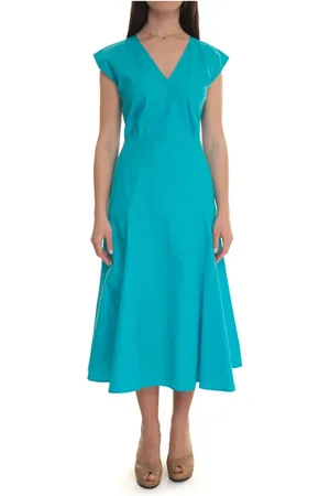 pennyblack Kleedjes, Dames, Blauw, L, Katoen, V-hals Mouwloze Katoenen Jurk