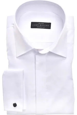 john miller Overhemden, Heren, Wit, L, Wit Overhemd met Lange Mouwen en Tailored Fit