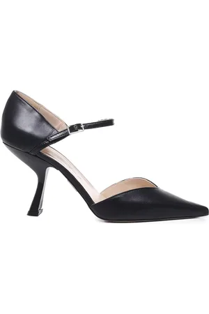 ALCHIMIA Schoenen, Dames, Zwart, 39 EU, Leer, Zwart Leren Gesloten Teen Hak