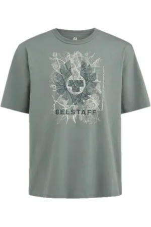 Belstaff Tops, Heren, Groen, M, Katoen, Kaart Mineral T-shirt