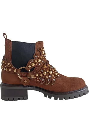 Albano Schoenen, Dames, Bruin, 38 EU, Suède, Dames Camel Suède Jurk Booties