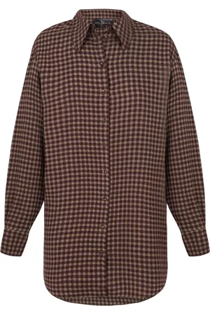 Cortana Blouses & Shirts, Dames, Rood, XS, Wol, Bordeaux Geruite Oversized Shirt
