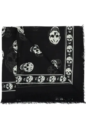 Alexander McQueen Accessoires, Heren, Zwart, ONE Size, Sjaal met logo