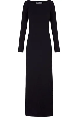 Cortana Kleedjes, Dames, Zwart, L, Wol, Stretch Wolmix Lange Jurk