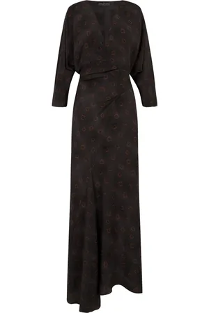 Cortana Kleedjes, Dames, Zwart, M, Zijden Daria Print Asymmetrische Jurk