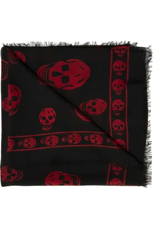 Alexander McQueen Accessoires, Heren, Zwart, ONE Size, Sjaal met logo