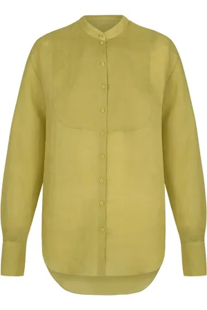 Cortana Blouses & Shirts, Dames, Groen, M, Linnen, Kamille Linnen Overhemd