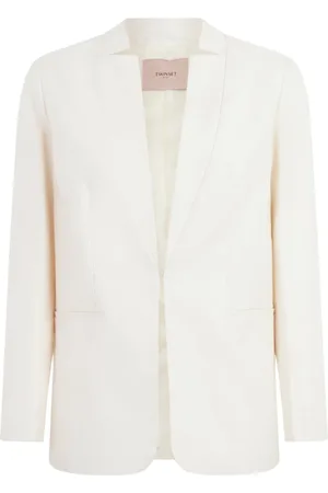 Twin-Set Jassen, Dames, Wit, L, Linnen, Witte Linnen Gewassen Blazer