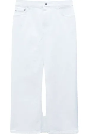 Filippa K Rokken, Dames, Wit, S, Denim, Denim Ski Broek met Lange Split