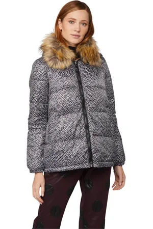 Twin-Set Jassen, Dames, Veelkleurig, M, Polyester, Grijze Bloemenprint Puffer Jas