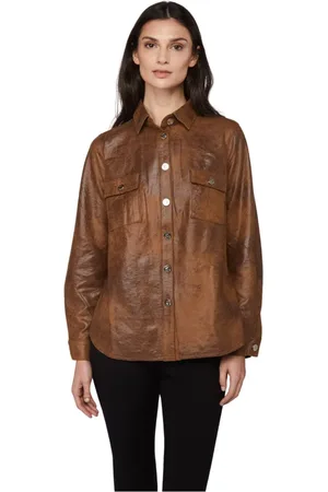 Twin-Set Jassen, Dames, Bruin, S, Polyester, Bruine Shirt Stijl Jas met Knopen