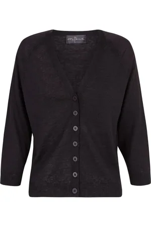 Cortana Truien, Dames, Zwart, M, Linnen, Rinen, zwart linnen gebreid vest