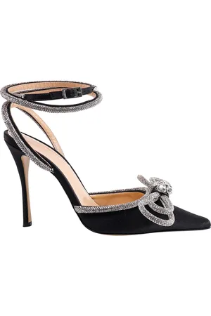 Mach & Mach Schoenen, Dames, Zwart, 40 EU, Satijn, Zwarte satijnen slingback pumps met strass