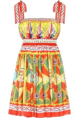 Dolce & Gabbana Kleedjes, Dames, Veelkleurig, S, Chiffon, Geplooide chiffon minijurk