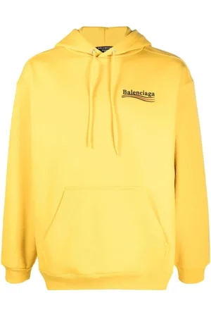 Balenciaga Sweatshirts & Hoodies, Dames, Geel, XS, Katoen, Geborduurde logo hoodie - Geel Oversize