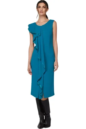Twin-Set Kleedjes, Dames, Groen, M, Midi Jurk met Ruches en Split