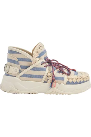 Mou Schoenen, Dames, Veelkleurig, 36 EU, Katoen, Gestreepte Stoffen Veterschoen