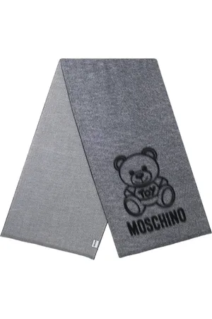 Moschino Accessoires, unisex, Veelkleurig, ONE Size, Wol, Grijze Wollen Sjaal met Logo Borduurwerk
