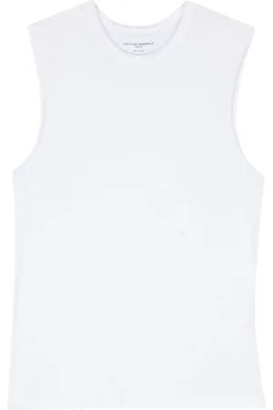OFFICINE GENERALE Tops, Dames, Wit, S, Katoen, Witte Tank Tee Lyocell Katoen