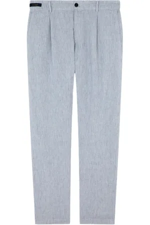 Paul & Shark Broeken, Heren, Blauw, M, Linnen, Gestreepte linnen broek