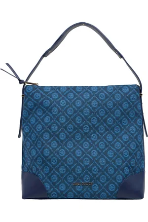 Carlo Colucci Tassen, Dames, Blauw, ONE Size, Schoudertas met logoprint
