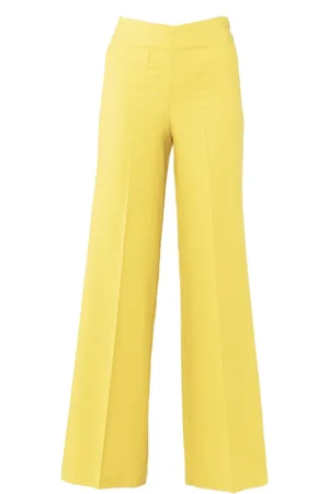 SIMONA CORSELLINI Broeken, Dames, Geel, M, Gouden Zijden Wijde Pijp Broek