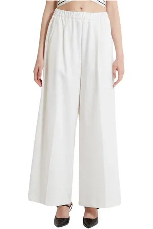 VICOLO Broeken, Dames, Wit, S, Witte Palazzo Gebreide Broek