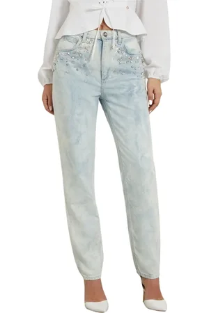 Guess Jeans, Dames, Blauw, W30, Katoen, Mom Jeans Lichtblauw