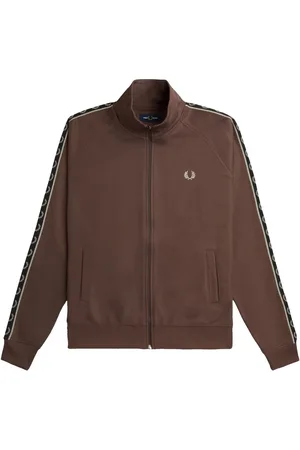 Fred Perry Sweatshirts & Hoodies, Heren, Bruin, M, Katoen, Contrast Tape Track Jacket