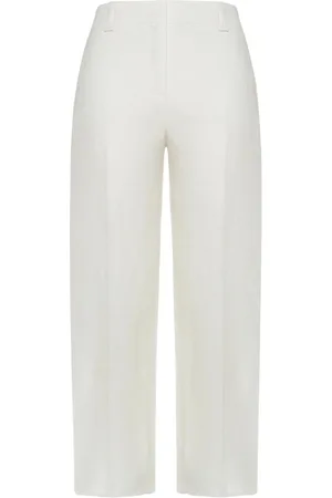 Peuterey Broeken, Dames, Wit, M, Linnen, Witte Linnen Broek Rechte Pijp