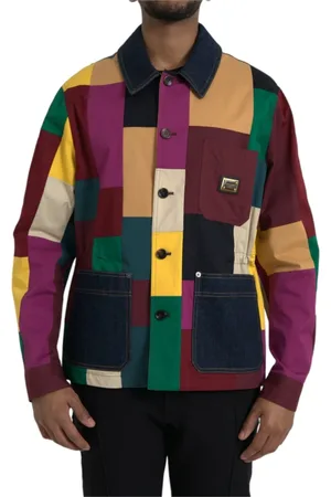 Dolce & Gabbana Jassen, Heren, Veelkleurig, M, Katoen, Patchwork Katoenen Kraagjas