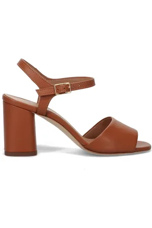 SANGIORGIO Schoenen, Dames, Bruin, 39 EU, Leer, Bruin Leren Blokhak Sandalen