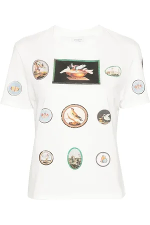 Giambattista Valli Tops, Dames, Wit, S, Geruit Print T-shirt