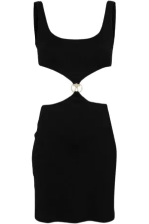 Moschino Kleedjes, Dames, Zwart, L, Zwarte Metallic Cut Out Jurk