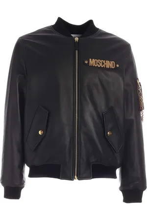 Moschino Jassen, Heren, Zwart, M, Zwarte Metalen Logo Bomberjas