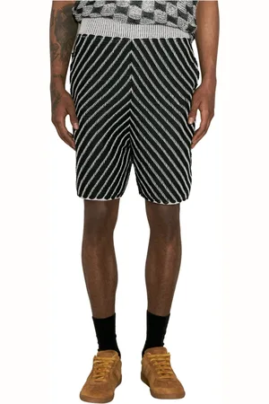 Isa Boulder Korte broeken, Heren, Zwart, S, Rayon, Gestreepte Gebreide Shorts
