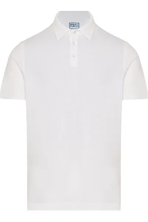 FEDELI Tops, Heren, Wit, XL, Katoen, Slim Fit Katoenen Polo Shirt