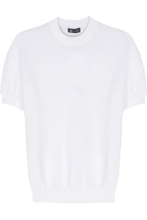 COLOMBO Tops, Heren, Wit, XL, Katoen, Italiaans Katoenen T-shirt