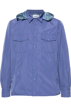 Aspesi Jassen, Heren, Blauw, M, Polyester, Polyester jack met capuchon en zakken