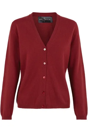 Cortana Truien, Dames, Rood, S, Kasjmier, Viento, cashmere vest karmijn