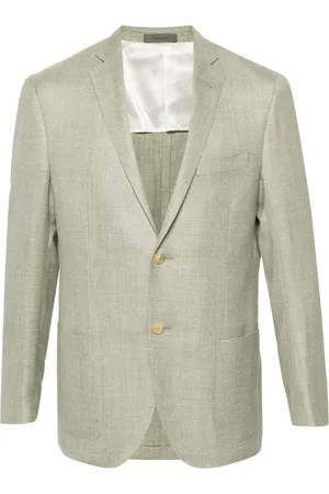 corneliani Jassen, Heren, Groen, L, Wol, Luxe Wol Zijde Linnen Jas