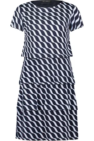 Betty Barclay Kleedjes, Dames, Blauw, S, Bloemenjurk met gelaagde mouwen