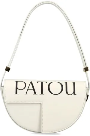 Patou Tassen, Dames, Wit, ONE Size, Leer, Witte Leren Schoudertas