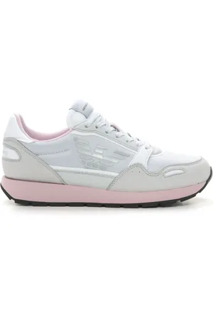 Emporio Armani Schoenen, Dames, Veelkleurig, 39 EU, Suède, Canvas en Suède Adelaar Logo Sneaker