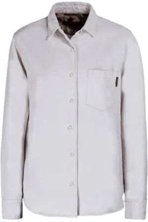MOORER Blouses & Shirts, Dames, , M, Katoen, Ecru Katoen-Linnen Overhemd met Drukknoopjes