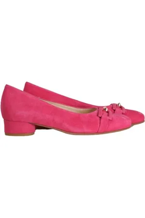 Hassia Schoenen, Dames, Roze, 39 EU, Leer, Fuchsia Pumps met Vierkante Neus en Gesp Detail